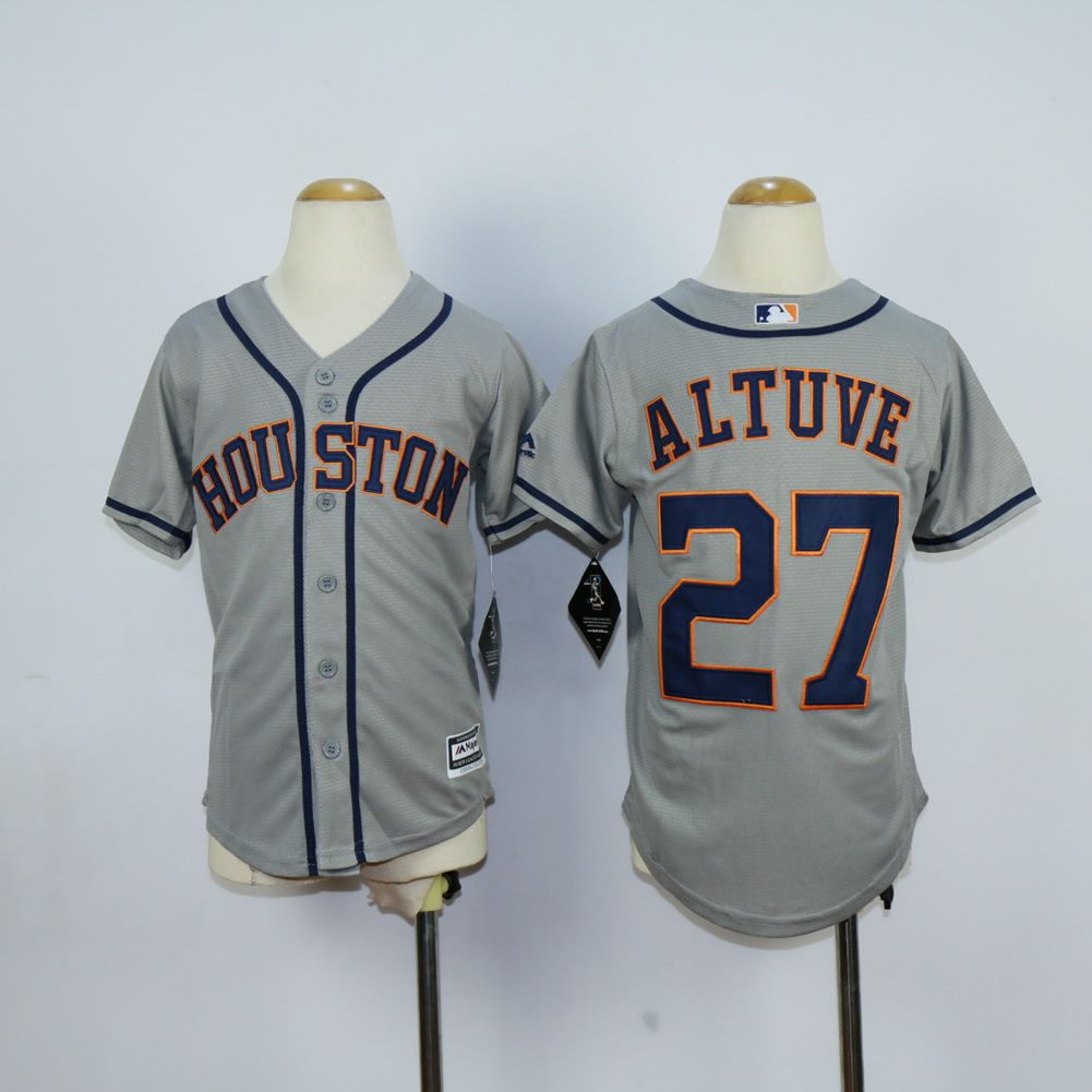 Youth Houston Astros #27 Altuve Grey MLB Jerseys